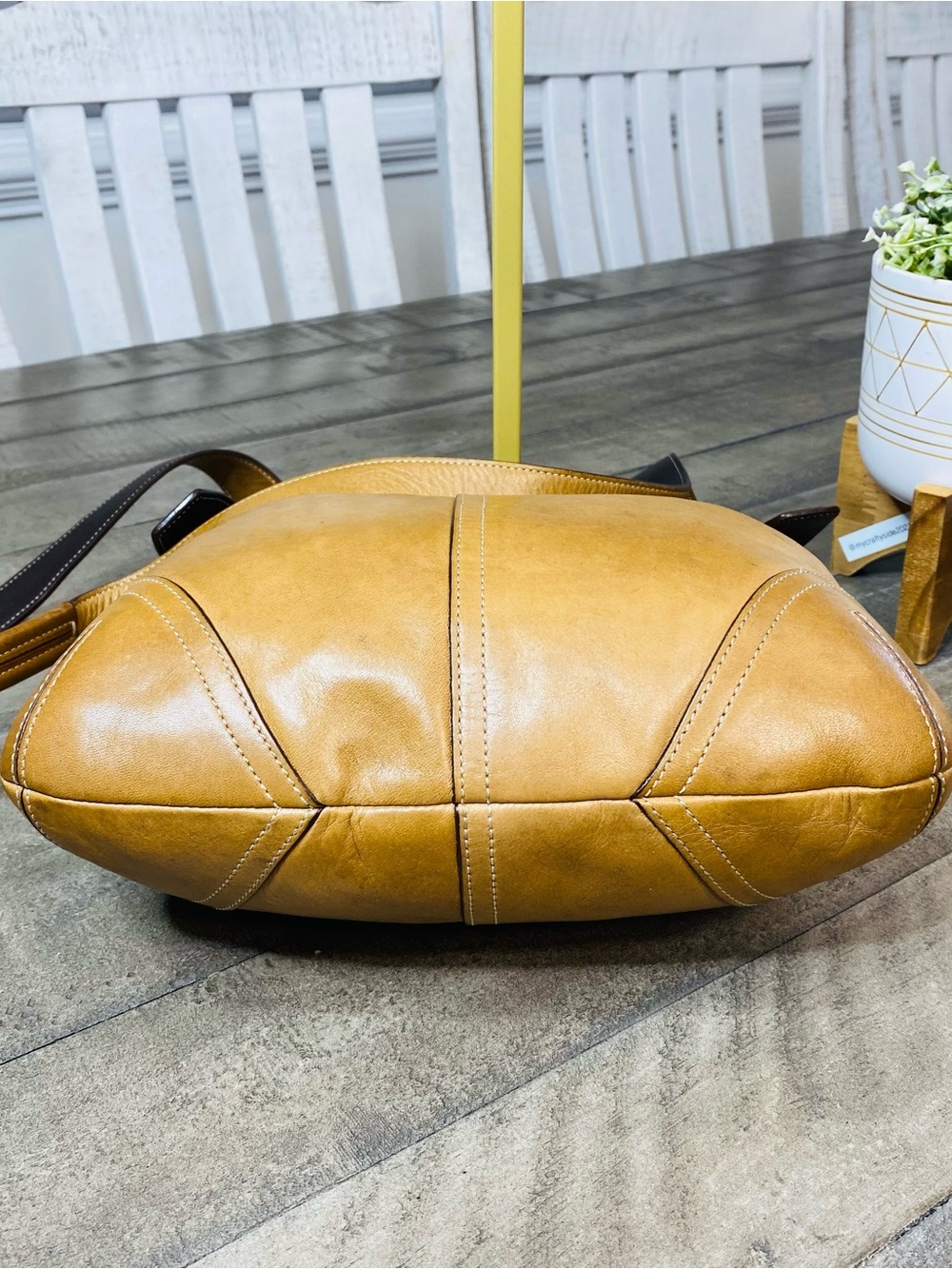 Vintage Coach Soho Legacy Slim Hippie Hobo Bag Tan Leather 9549 Crossbody Y2K - Picture 7 of 13